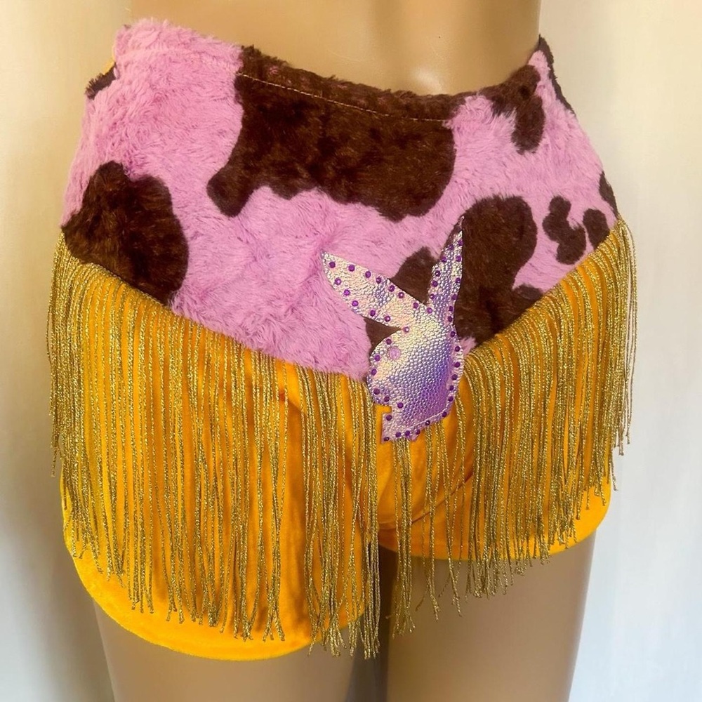 One of a kind custom rare playboy cow print hot shorts size small